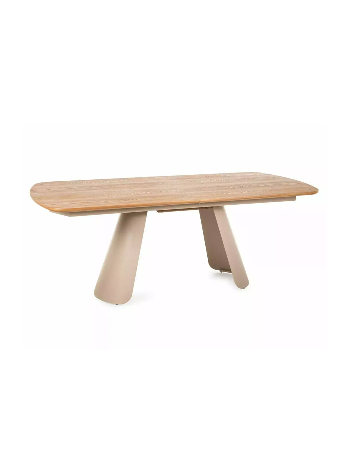 Masa extensibilă Solmi 200-240x100 cm cu blat din stejar și picioare casmir, vedere laterală