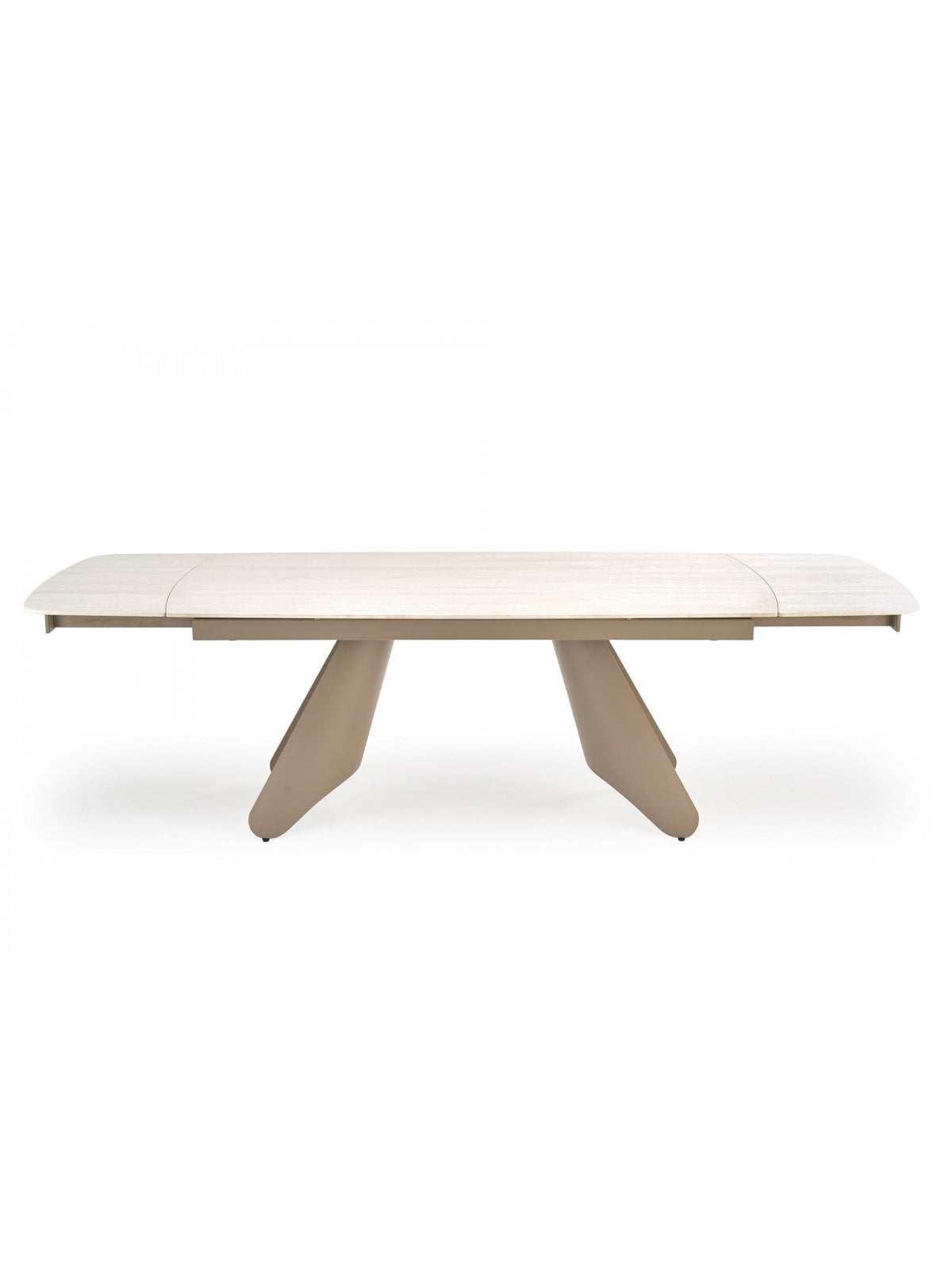 Masă extensibilă Tavero 180-260x90 cm cu blat travertin și picioare culoare cașmir