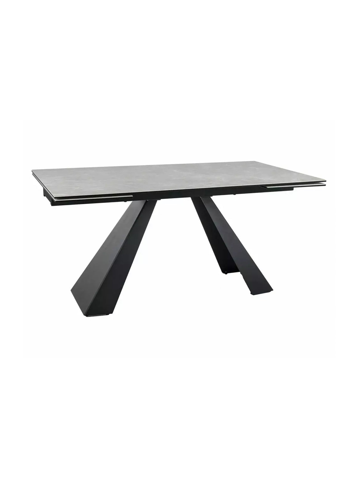 Masă extensibilă Zanivo 160-240x90 cm blat ceramic crem marmură și picioare metalice negre