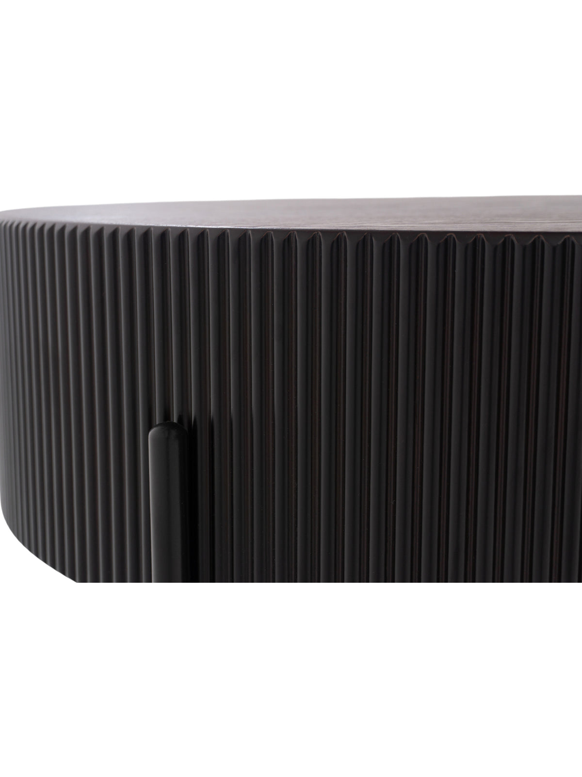 Măsuță de cafea Corbi 80 cm rotundă cu blat nuc închis și picioare negre mate