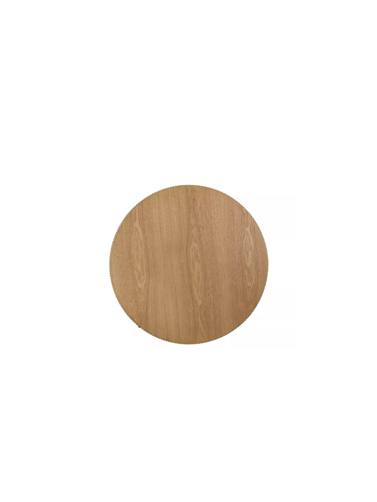 Măsuță de cafea Corbi 80 cm blat rotund stejar cadru metalic negru mat, vedere de sus