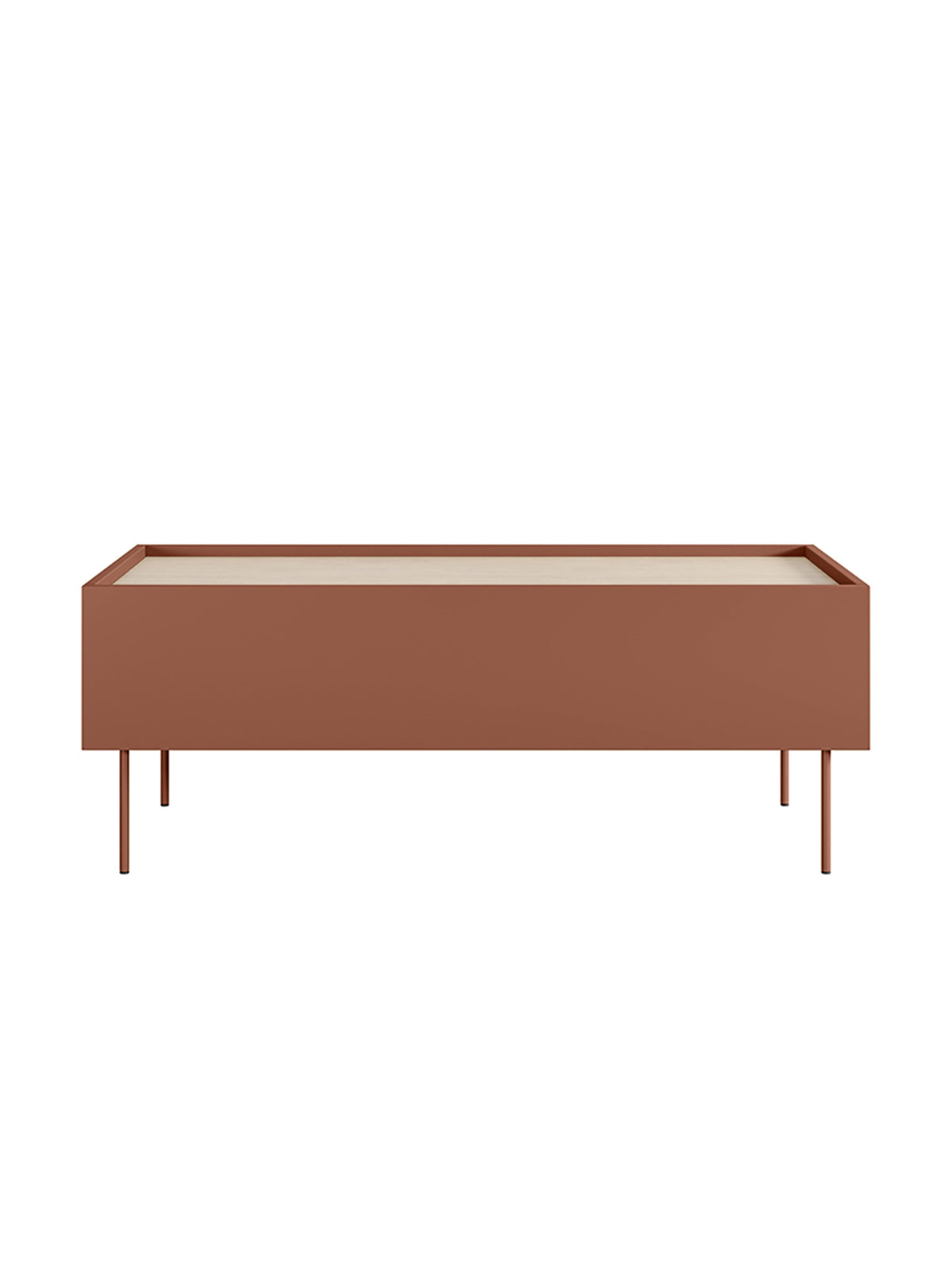 Măsuță de cafea Desin 120 cm ceramic red mat cu blat stejar nagano și două sertare