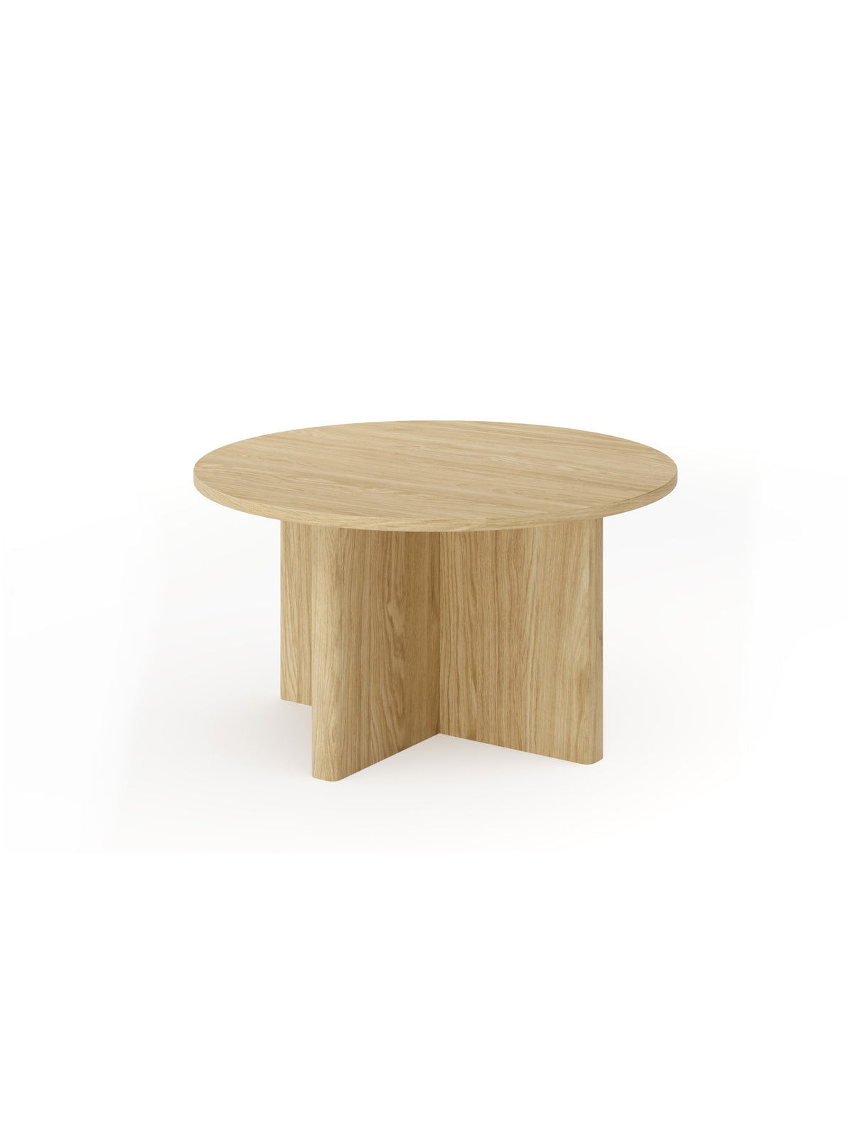 Măsuță de cafea rotundă Bellora 90 cm în culoarea stejarului uleiat, vedere laterală la picioare