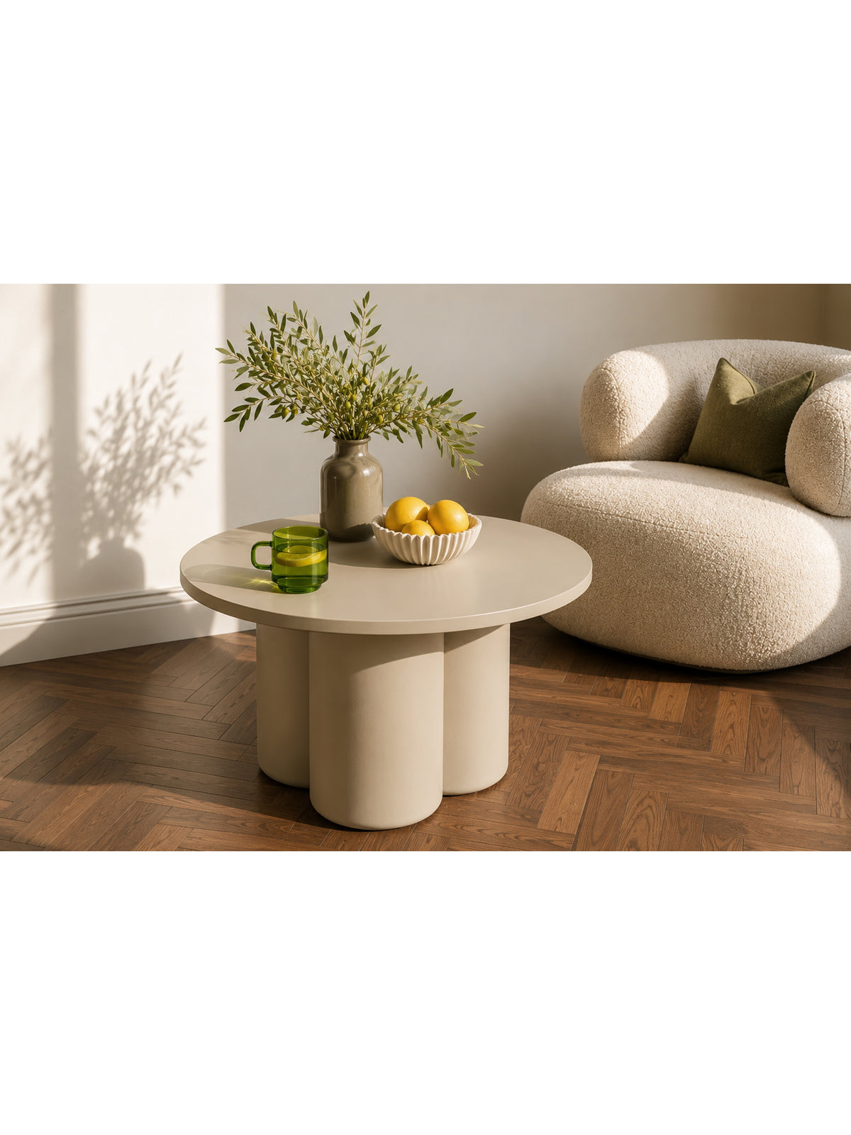 masă kawowy okragly Cylindus 80 cm - închis bej