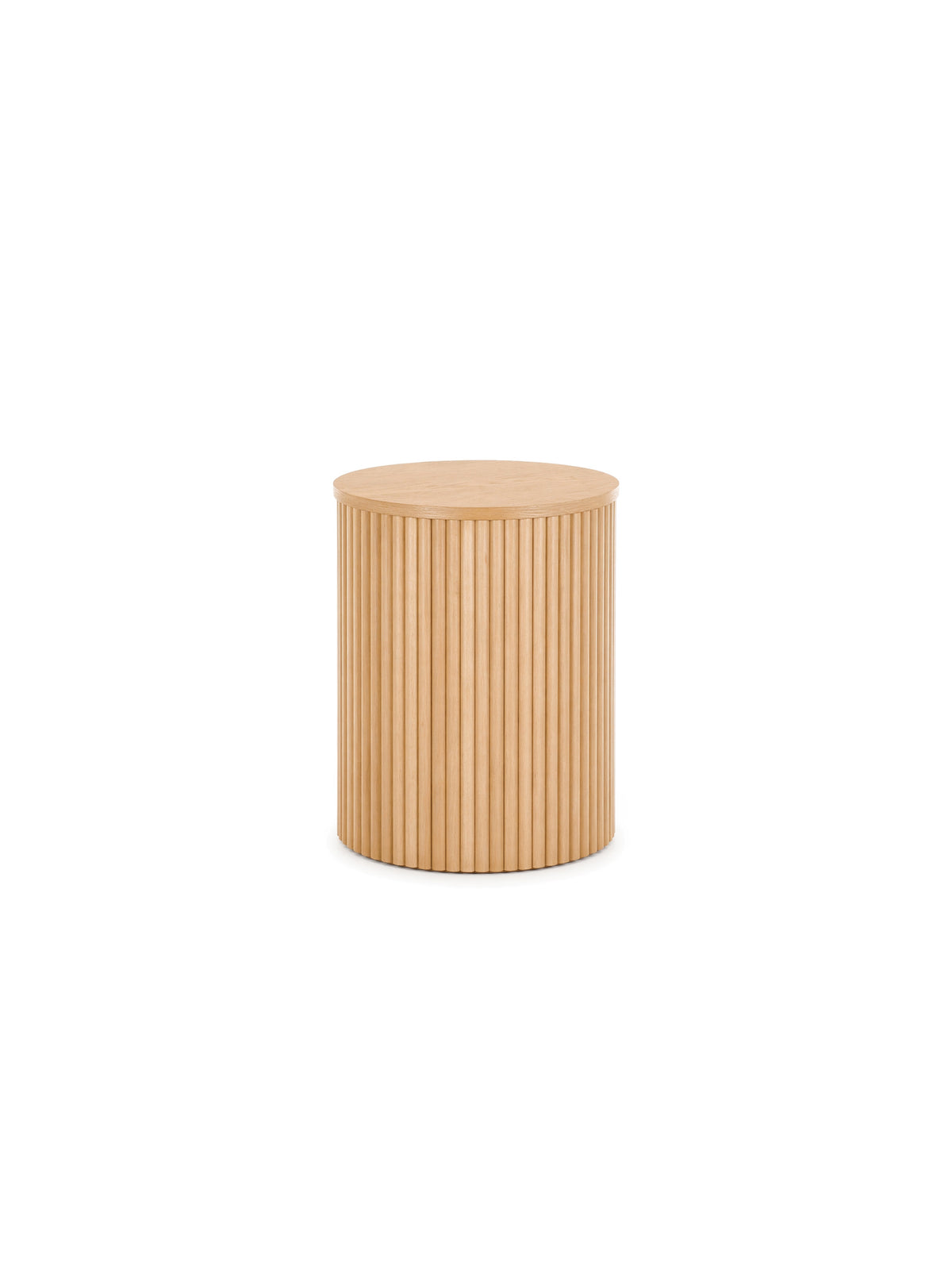 Măsuță de cafea rotundă Tamis 40 cm din lemn natural deschis cu corp canelat