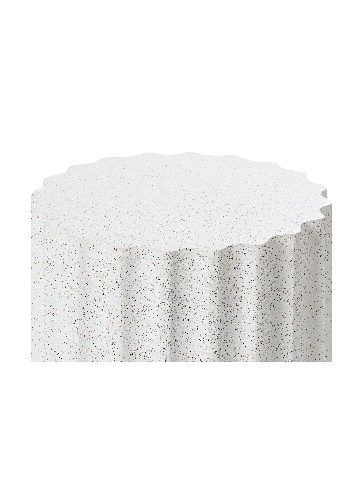 Măsuță de cafea rotundă Tiaris 41 cm din terrazzo alb, detaliu margine