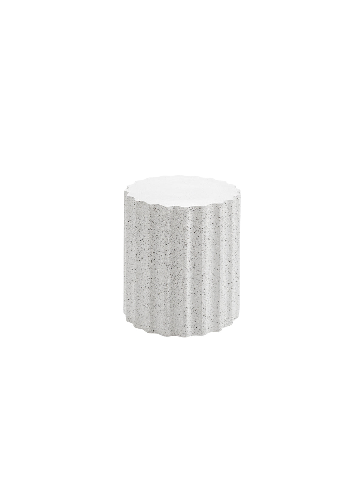 Măsuță de cafea rotundă Tiaris 41 cm terrazzo alb, vedere laterală