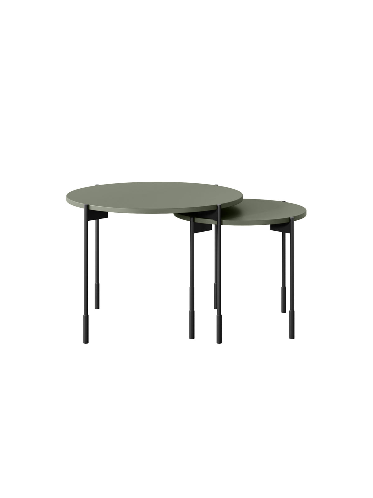 Masă de cafea Sonatia 60 cm rotundă, verde măsliniu, picioare metalice negre