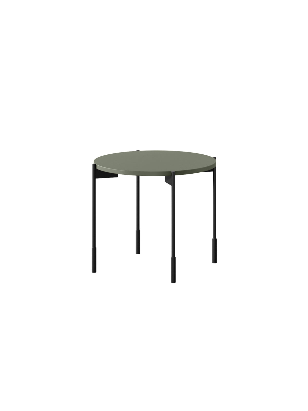 Măsuță de cafea Sonatia rotundă 60 cm blat mat măsliniu pe picioare metalice negre