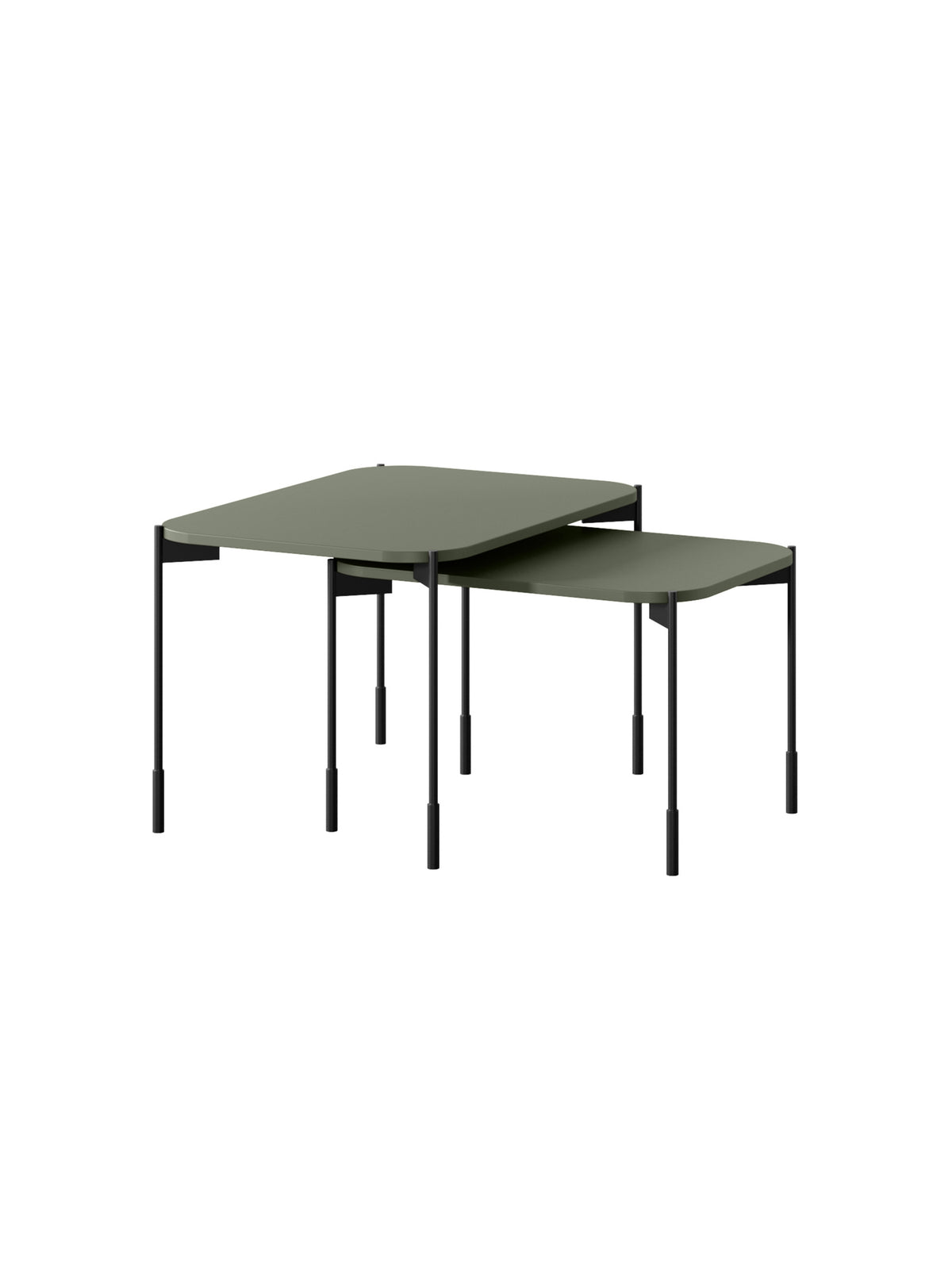 Stolik kawowy Sonatia 70 cm prostokątny na metalowych nogach - oliwka