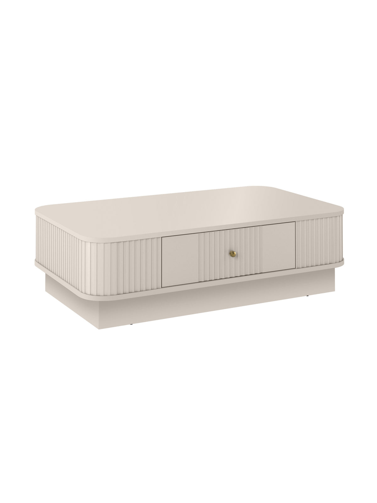 masă kawowy Vesper 103x60 cm z szuflada na cokole - cașmir / auriu uchwyt