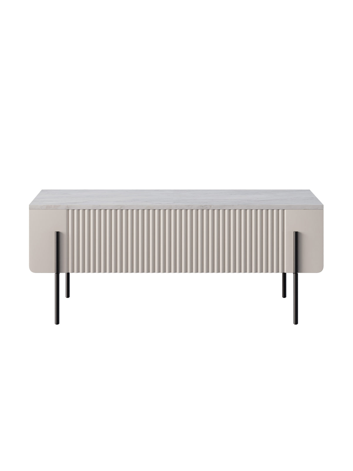 Măsuță de cafea Malmi 100 cm cashmere front striat crema bianca blat picioare negre