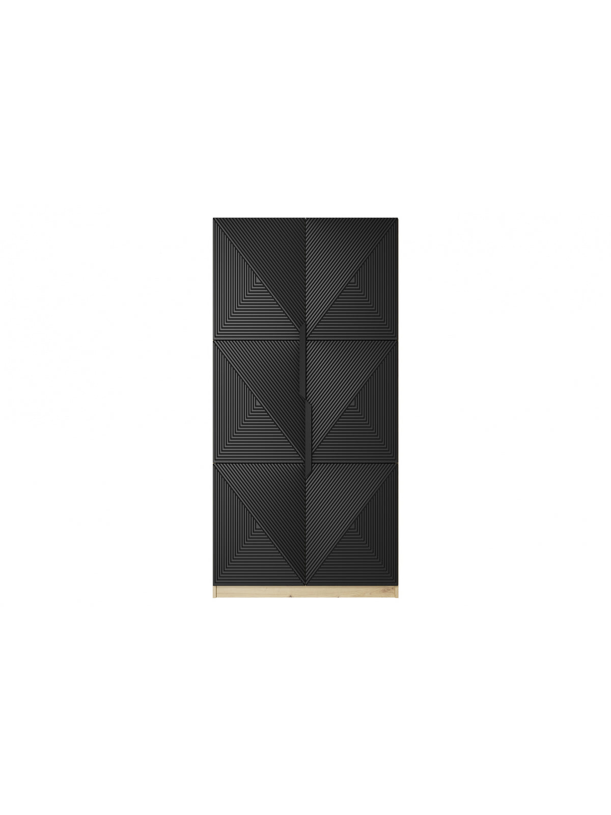 dulap Asha 100 cm z ryflowanym frontem i metalowymi uchwytami- artisan / negru mat / negru Mânere