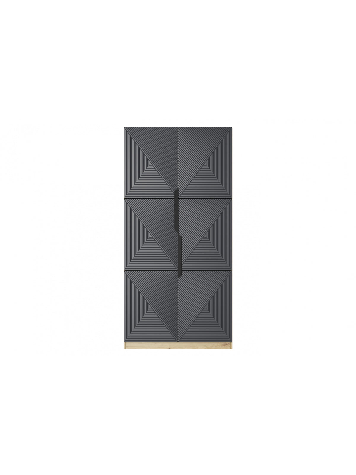 dulap Asha 100 cm z ryflowanym frontem i metalowymi uchwytami- artisan / rivier stone mat / negru Mânere