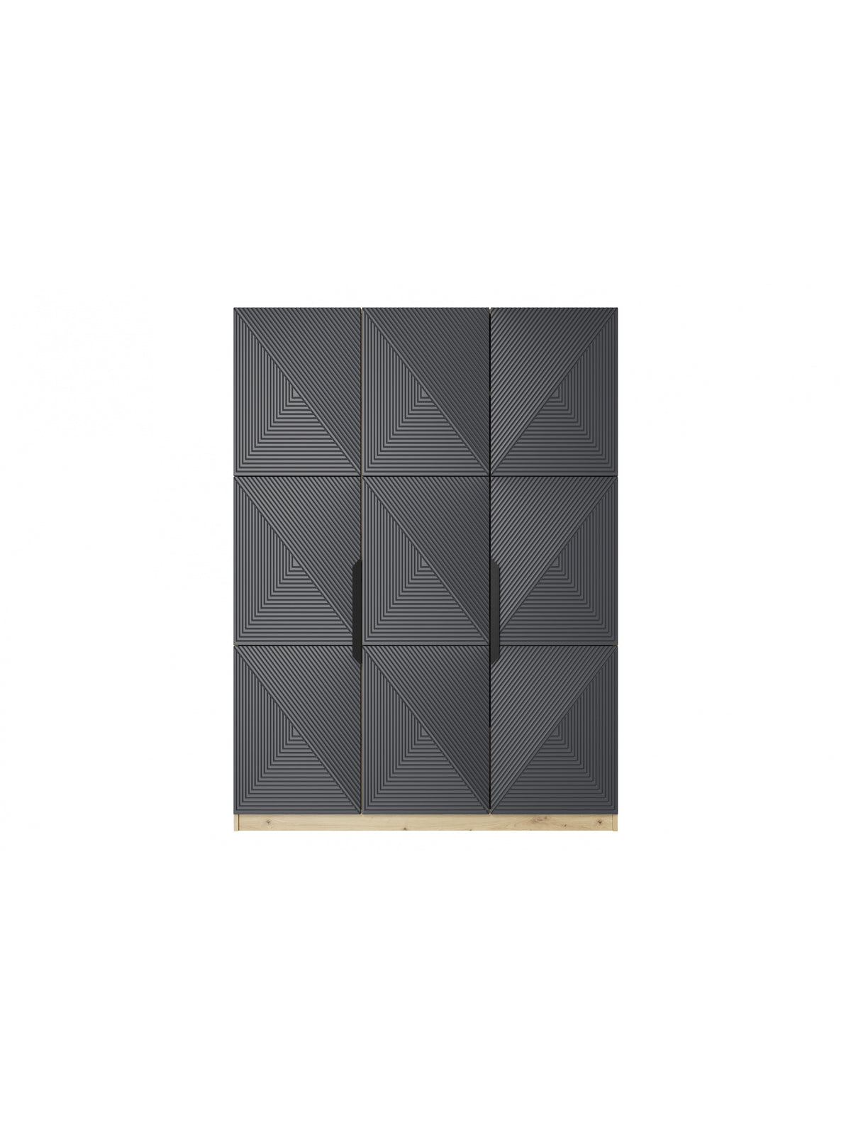 dulap Asha 150 cm z metalowymi uchwytami - artisan / rivier stone mat / negru Mânere