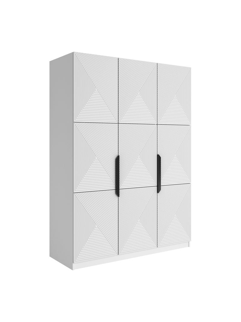 Dulap Asha 150 cm alb mat cu mânere metalice negre