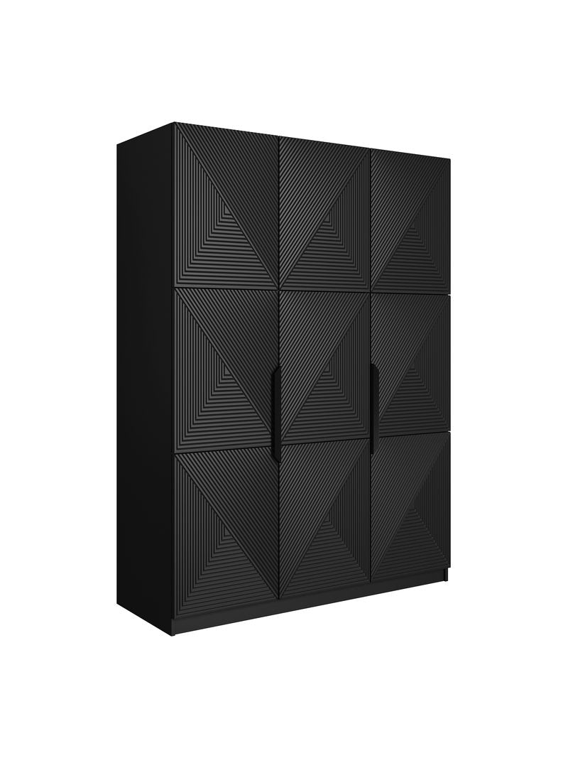 Dulap Asha 150 cm negru mat cu mânere metalice și 3 uși