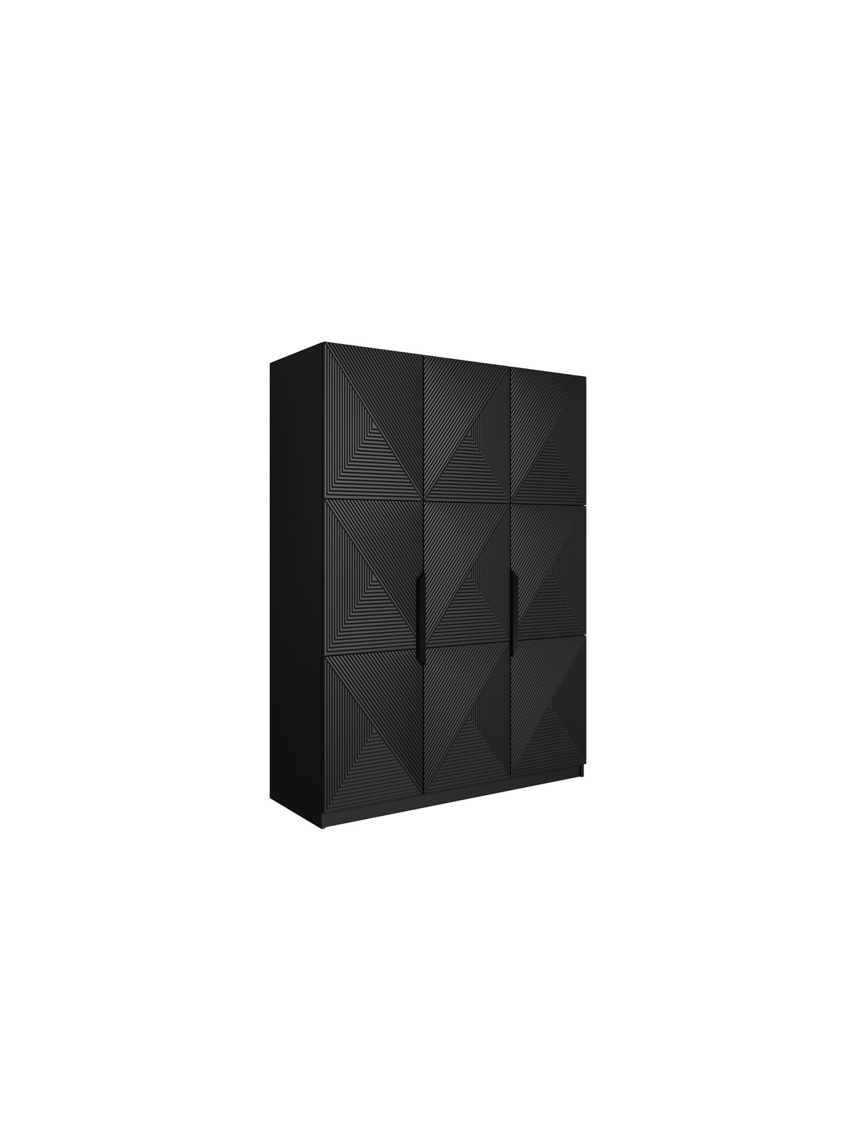 Dulap Asha 150 cm negru mat cu mânere metalice și 3 uși