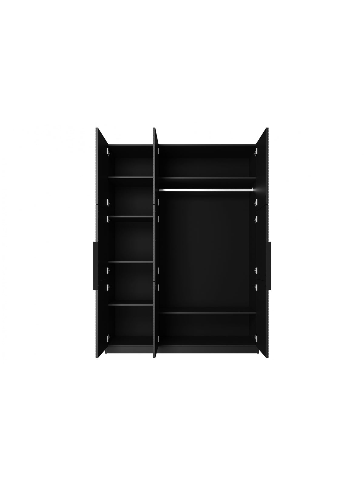 Dulap Asha 150 cm negru mat cu trei uși și mânere metalice
