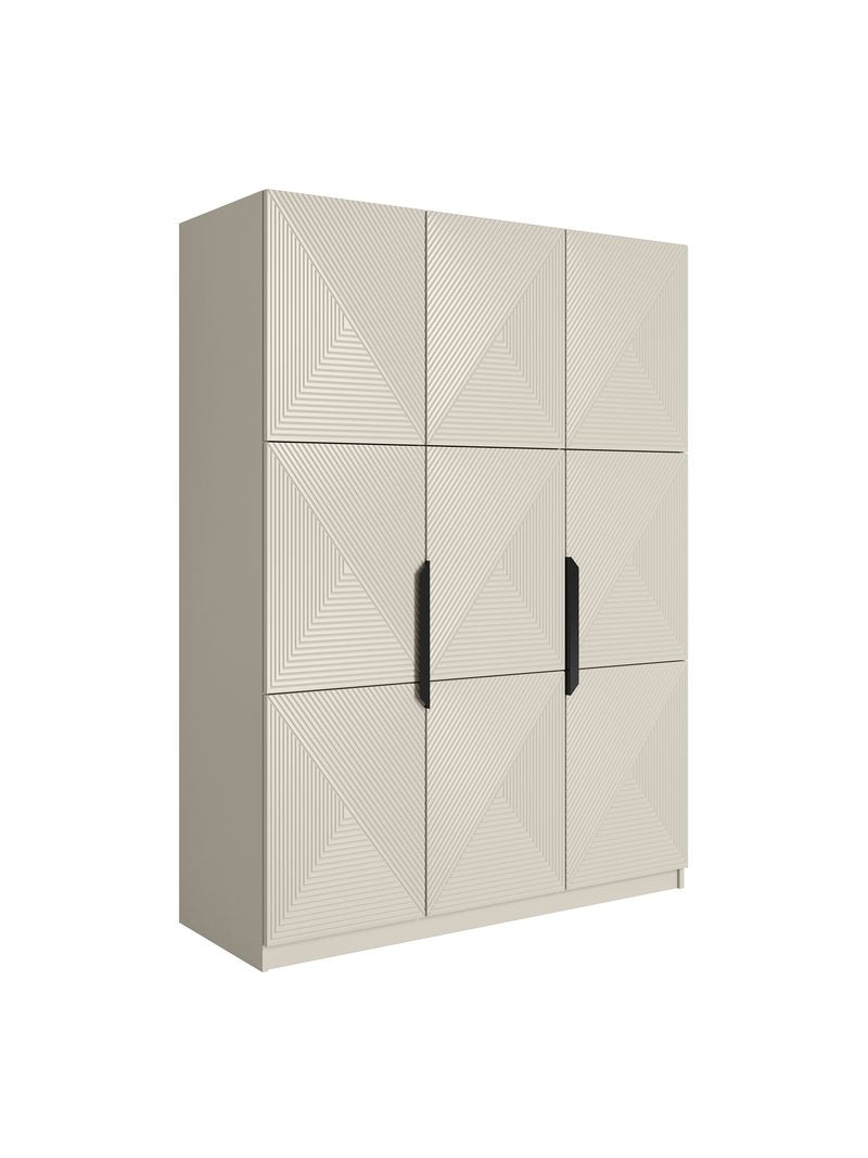Dulap Asha 150 cm casmir cu trei uși și mânere metalice negre