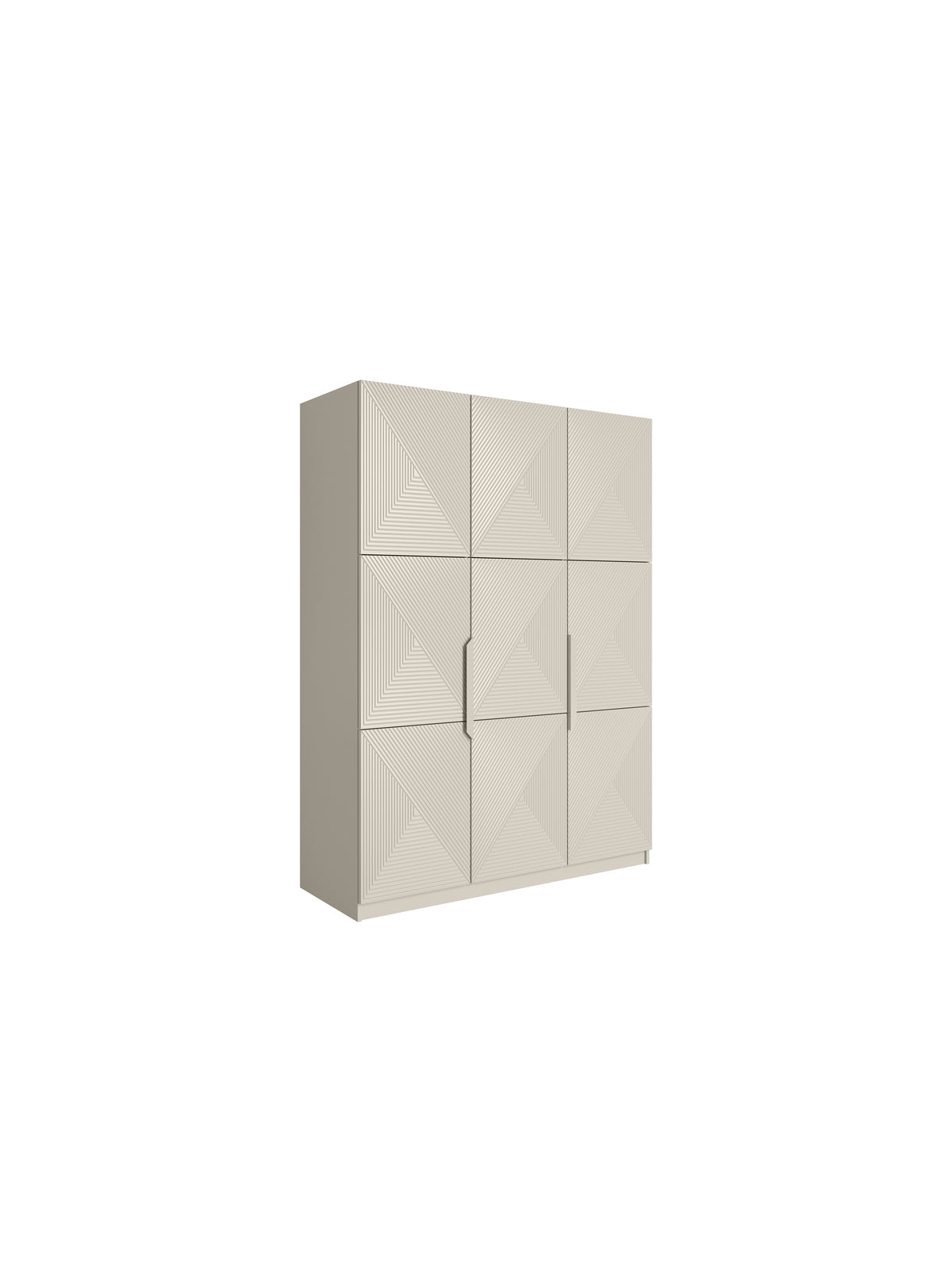 Dulap Asha 150 cm culoare cashmere cu mânere metalice și fronturi striate