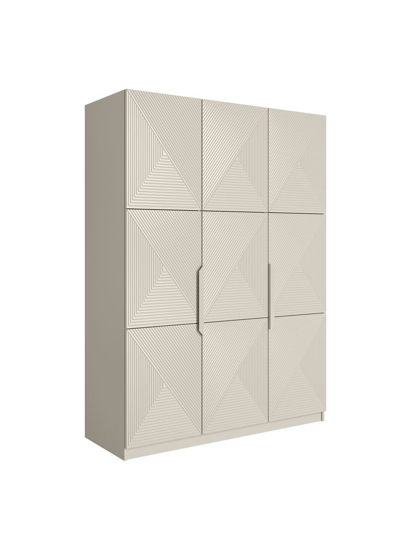 Dulap Asha 150 cm culoare cashmere cu mânere metalice și fronturi striate