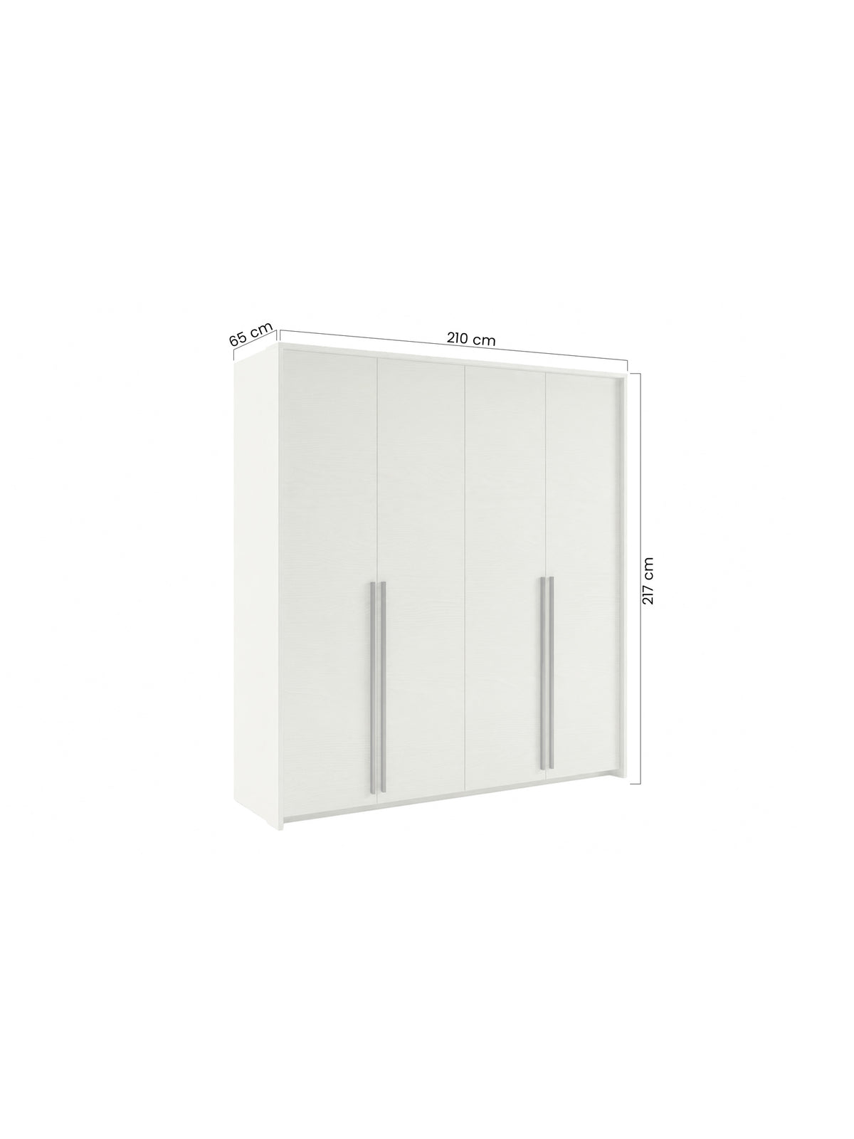 Dulap cu patru uși Norevia 210 cm culoare eucalipt, cu două bare pentru haine