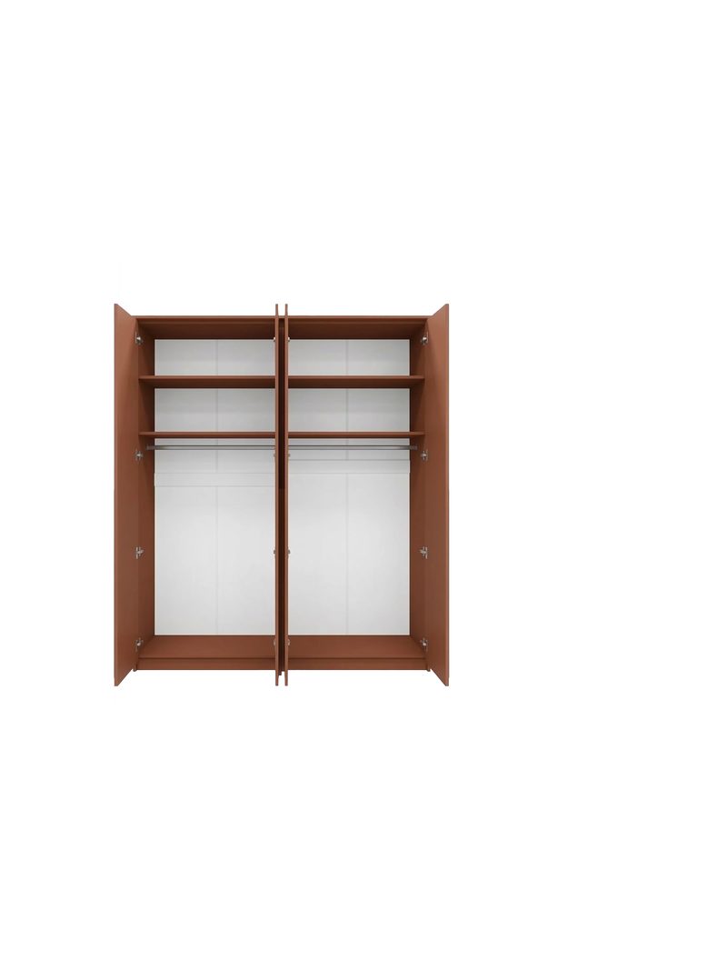 Dulap cu patru uși Ovana 210 cm terracotta cu oglinzi și rafturi în interior