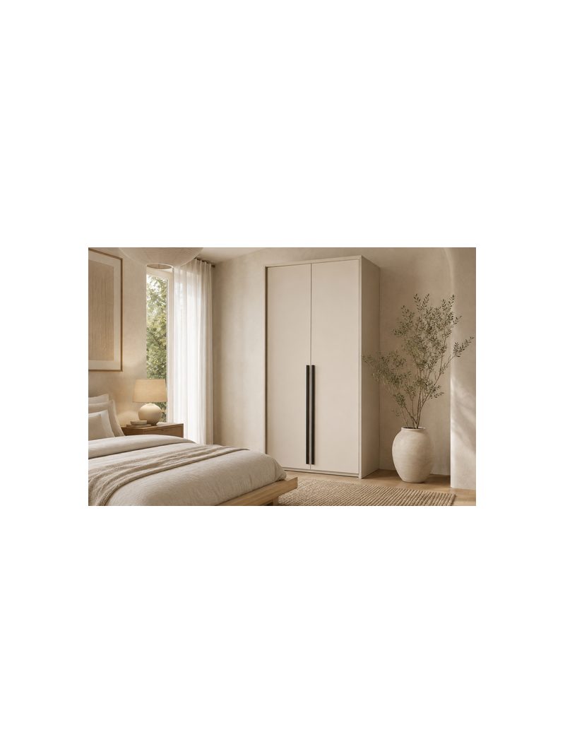 Dulap cu două uși Norevia 105 cm bej cu front laminat și deschidere tradițională