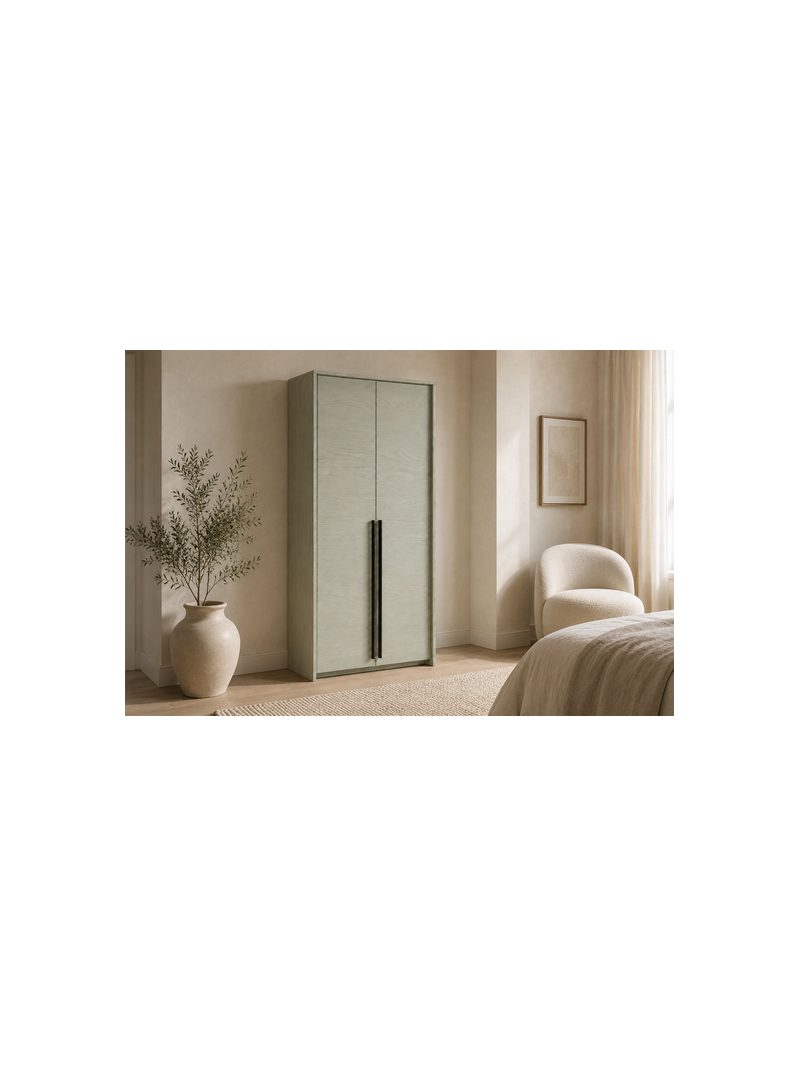 Dulap cu două uși Norevia 105 cm, culoare eucalipt, vedere frontală cu mânere