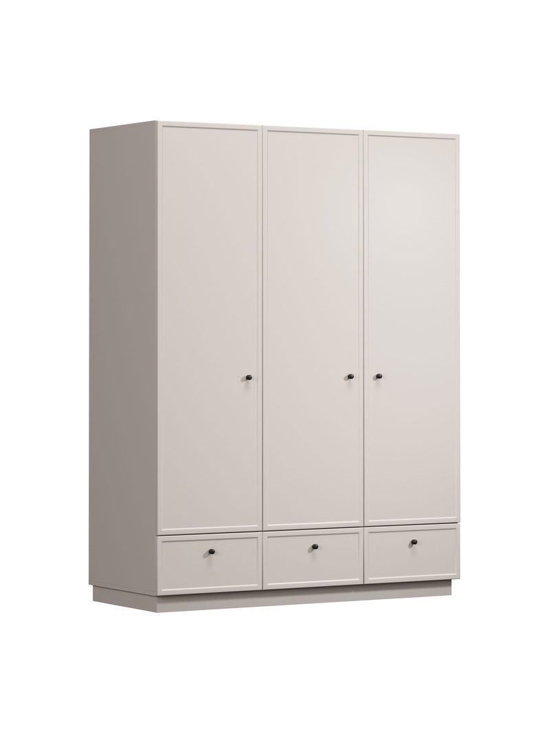 Dulap Lorini 150 cm casmir cu trei uși și mânere negre