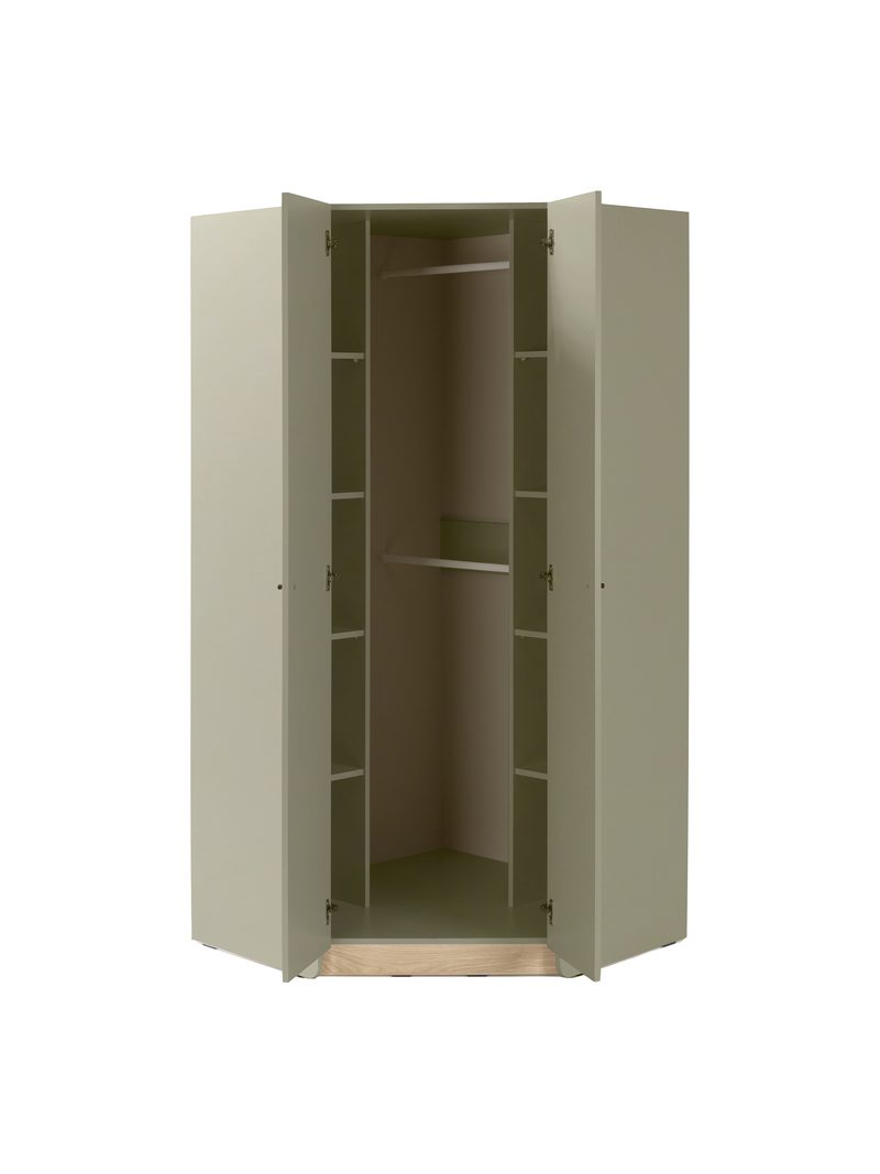 Dulap colțar Fiorenza 95 cm cu corp eucalipt și front stejar baltic dune, 2 uși