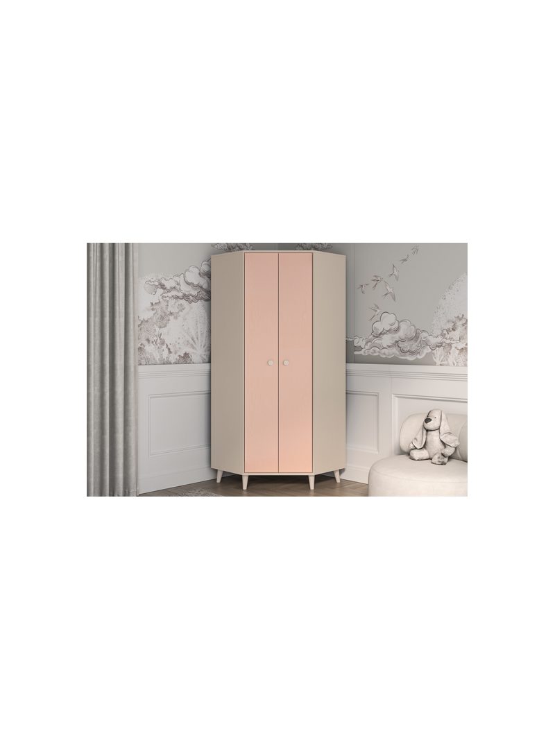 Dulap copii colțar Marla 80 cm roz millenial pink front nisip deșert corp