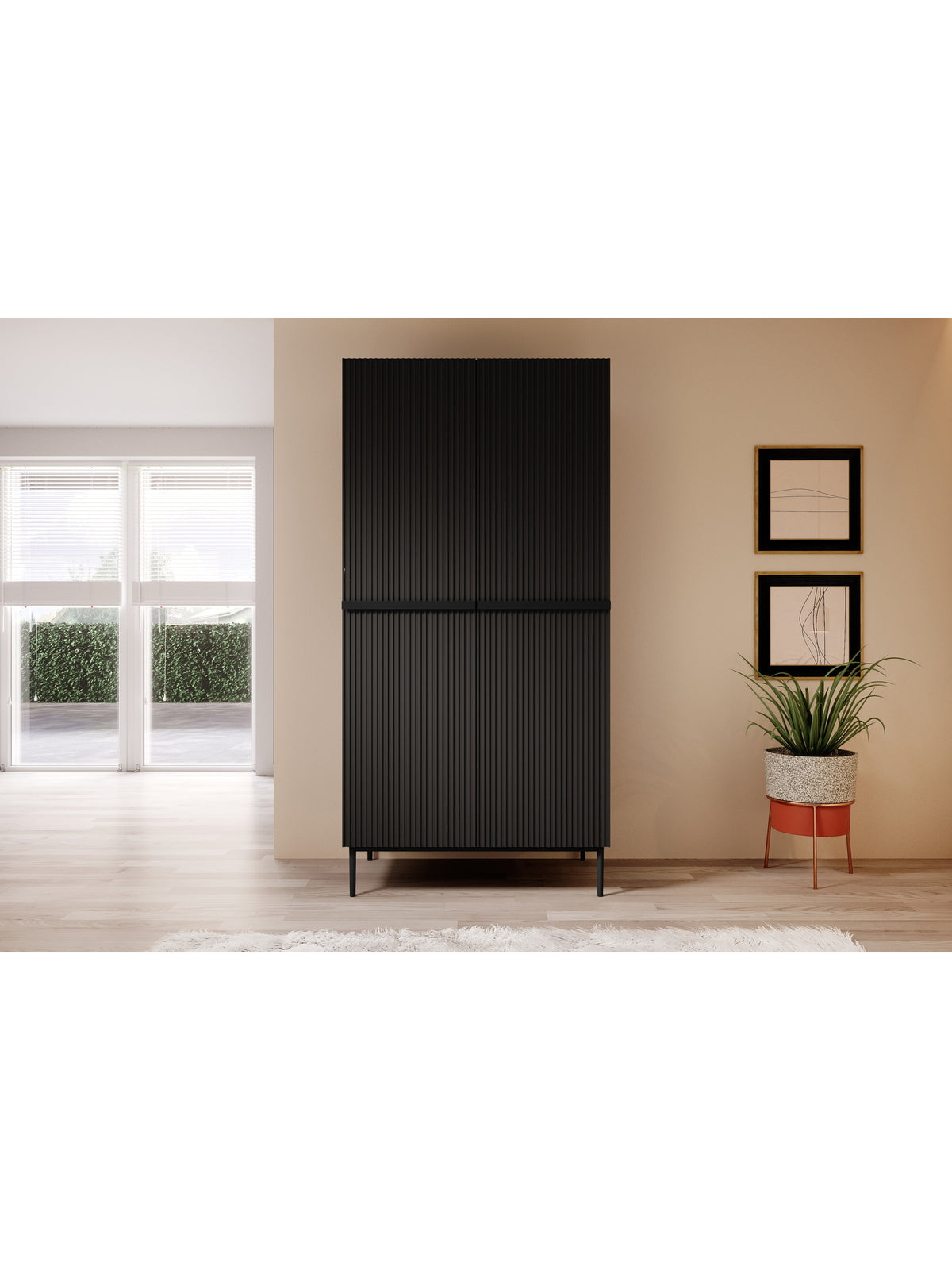 dulap Nicole 100 cm z rafturi i sertare - negru mat / negru nozki