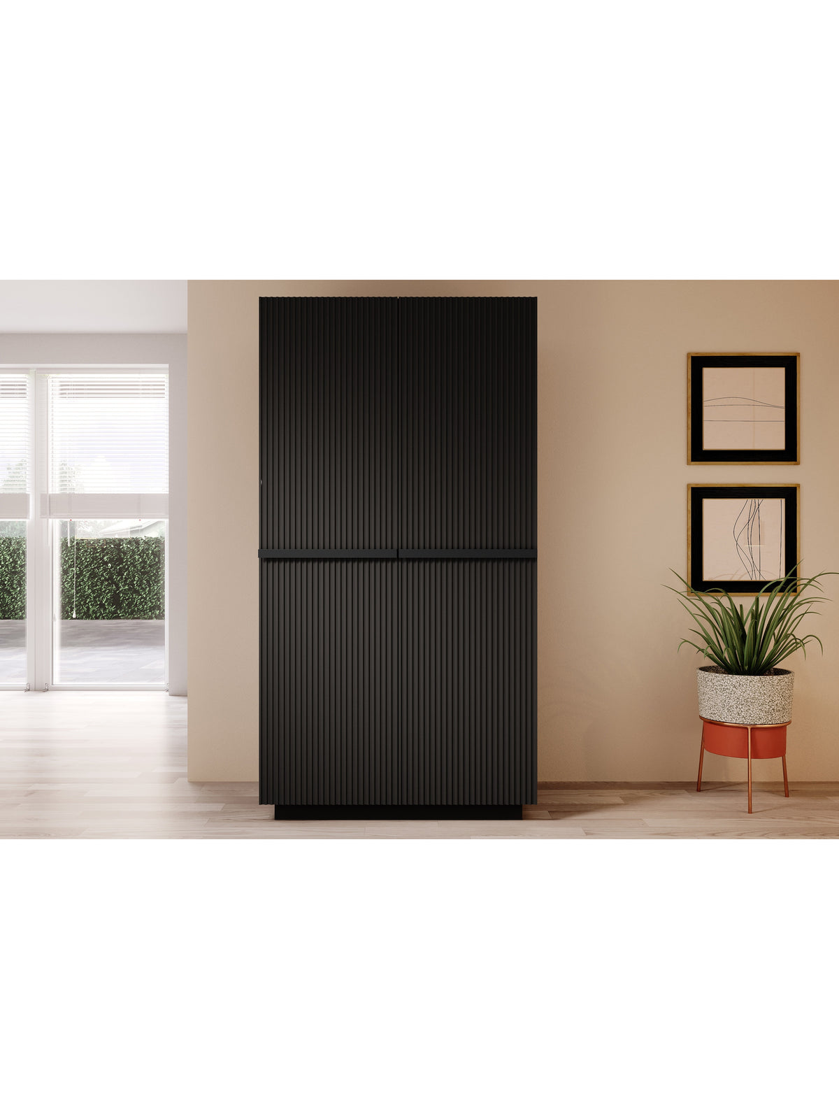 dulap Nicole 100 cm z rafturi i sertare - negru mat / negru Mânere