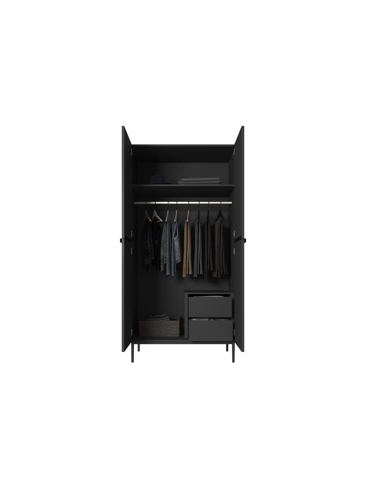 dulap Nicole 100 cm cu sertare - negru mat / negru nozki