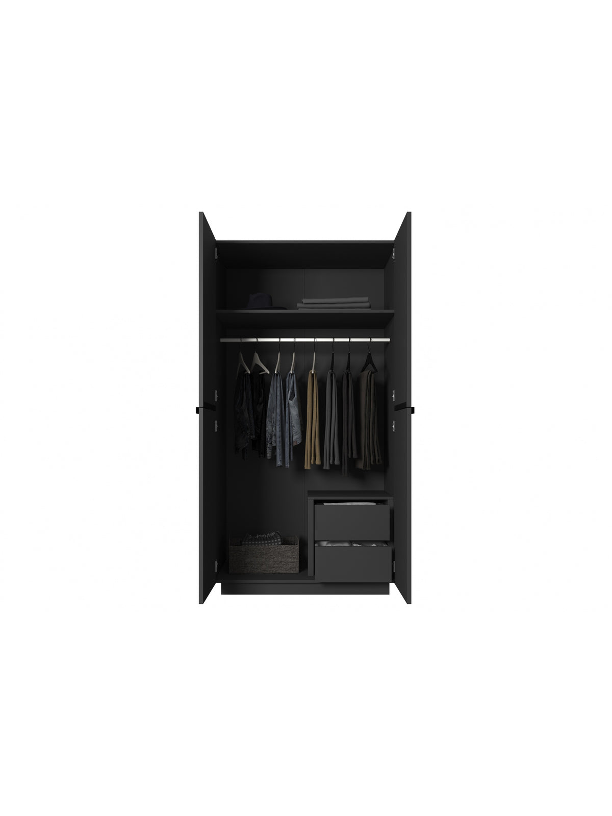 dulap Nicole 100 cm cu sertare - negru mat / negru Mânere
