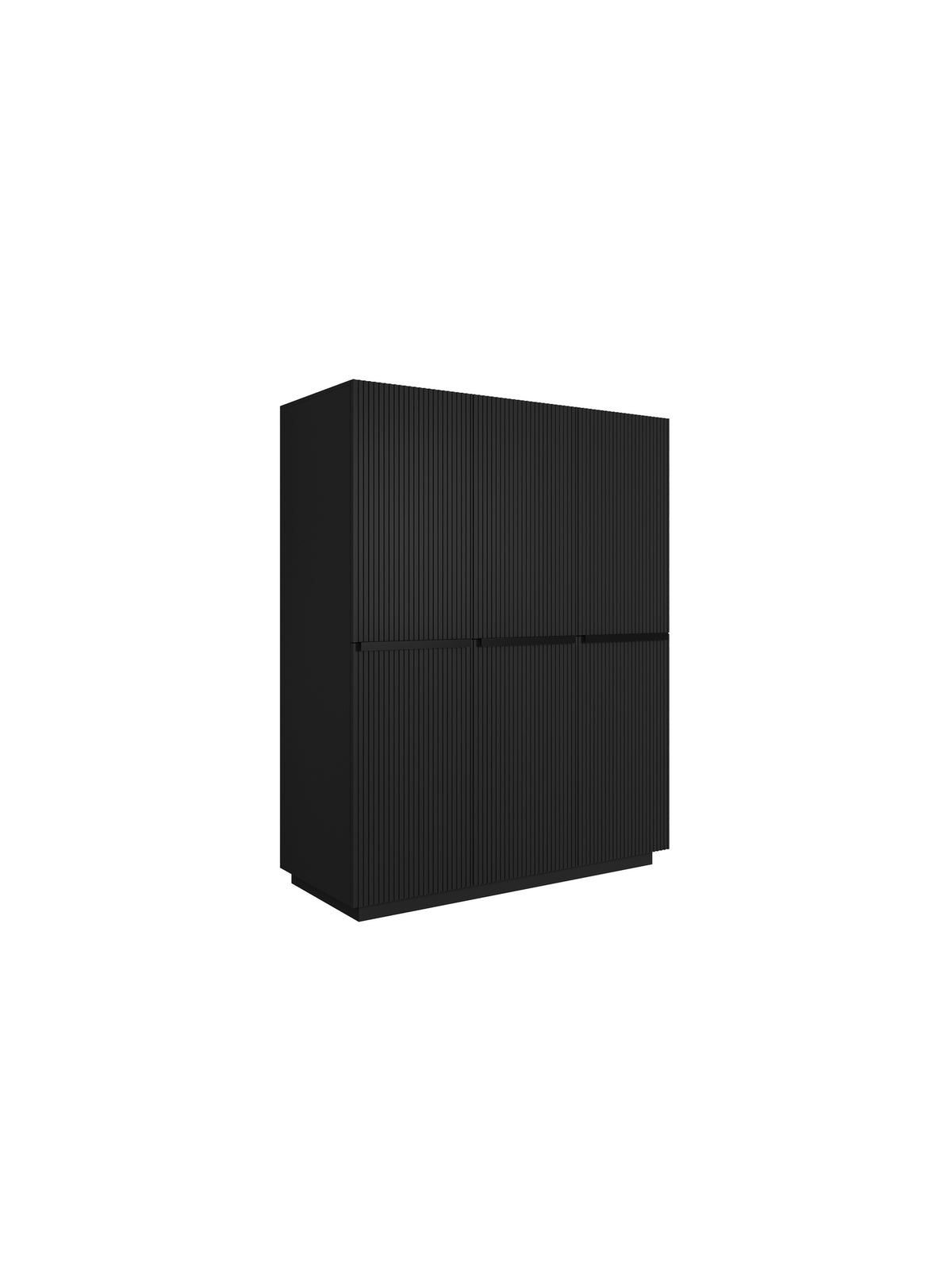 Dulap Nicole 150 cm negru mat cu fronturi striate, 3 uși și 2 sertare