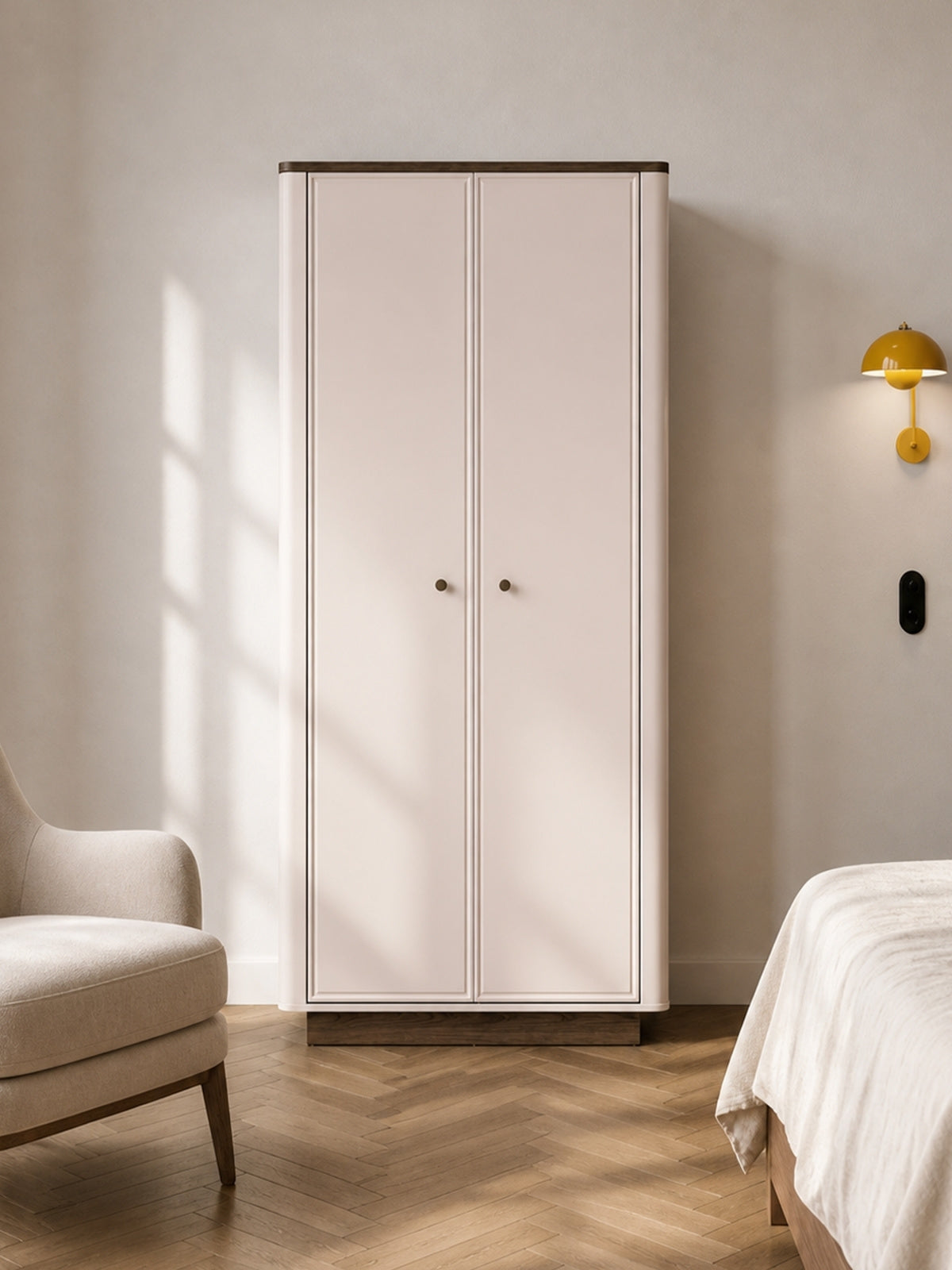 Dulap deschis Amberto 92 cm în culoare cașmir cu postament dąb windmill dark, vedere frontală