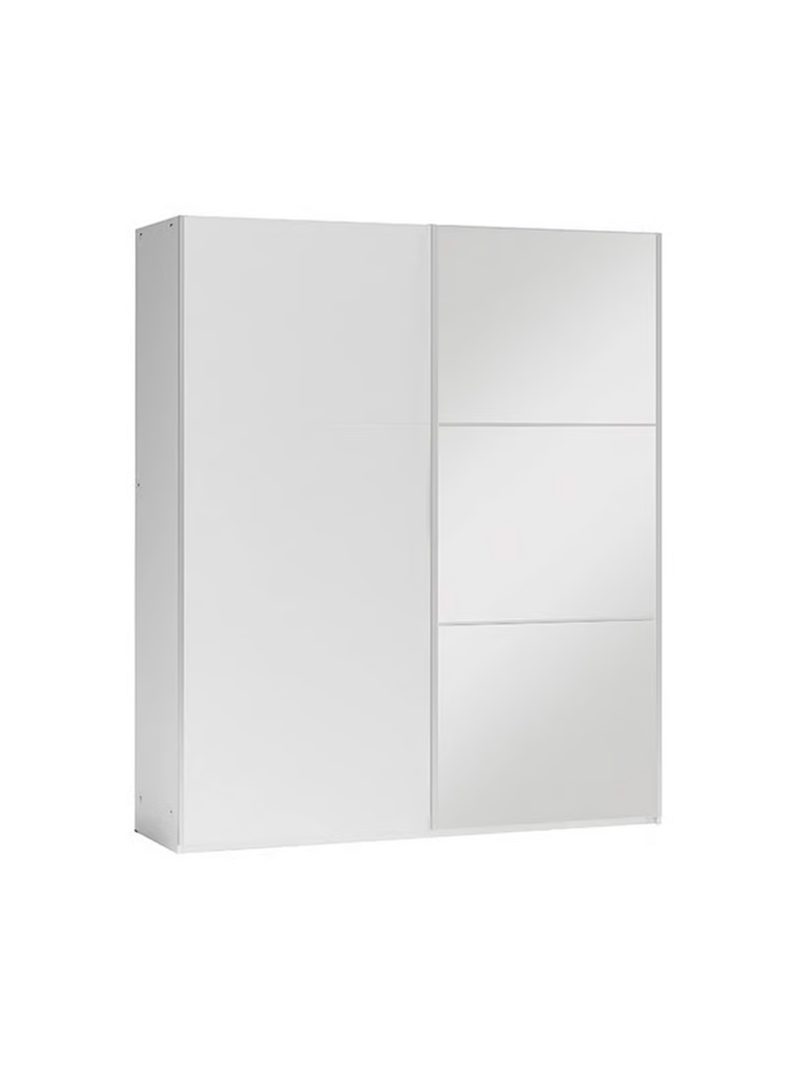 Dulap cu uși glisante Laris 150 cm alb cu oglindă, fațade albe cu oglindă