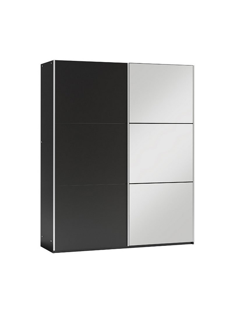 Dulap cu uși glisante Laris 150 cm negru cu o ușă oglindă