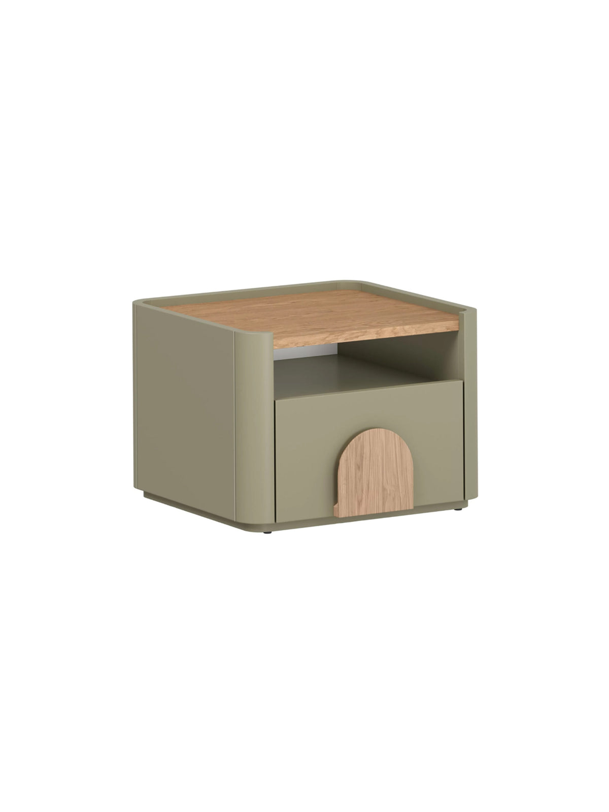 Noptiere Amilio 50 cm eucalipt cu sertar și blat stejar baltic dune