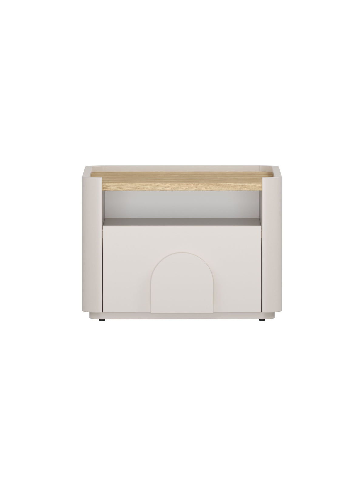 Noptieră Amilio 50 cm culoare cashmere cu blat din stejar ulei și sertar