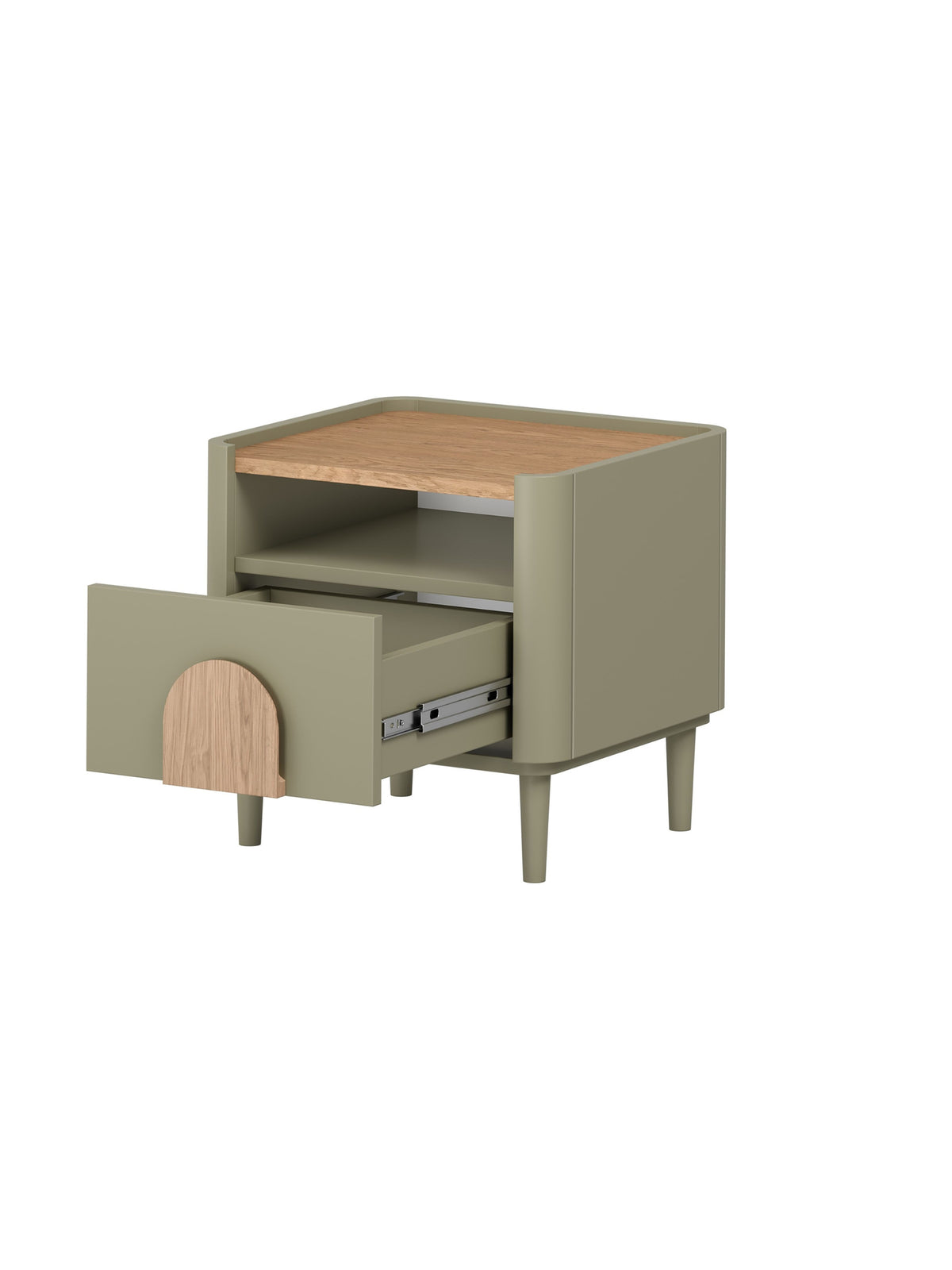 Noptieră Amilio 50 cm eucalipt cu sertar și blat dąb baltic dune