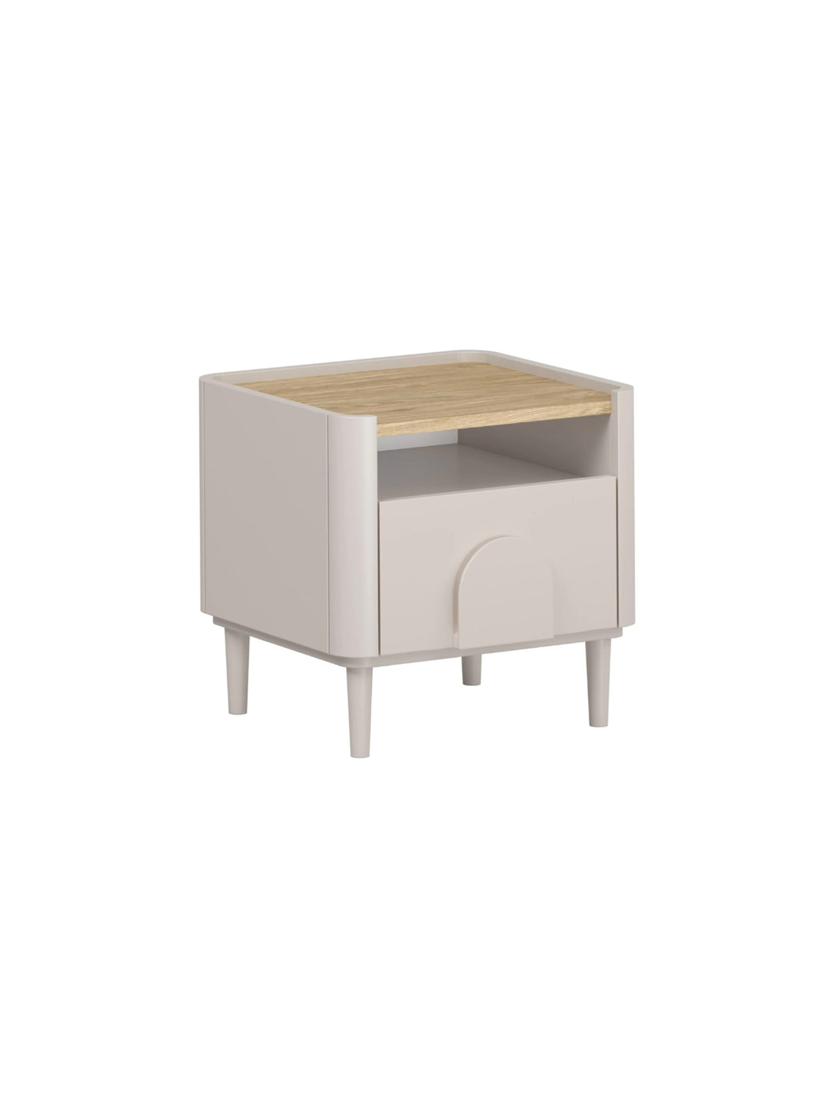 Noptieră Amilio 50 cm casmir cu blat stejar uleiat, sertar, picioare
