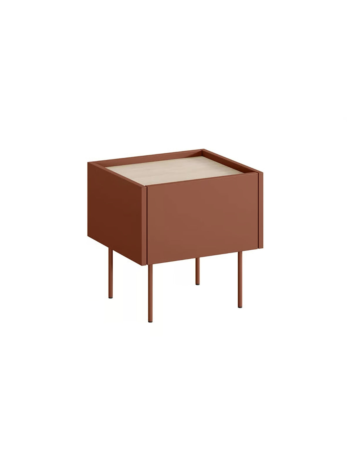 Noptieră Desin 45 cm ceramic red bordo cu o sertar și blat din stejar