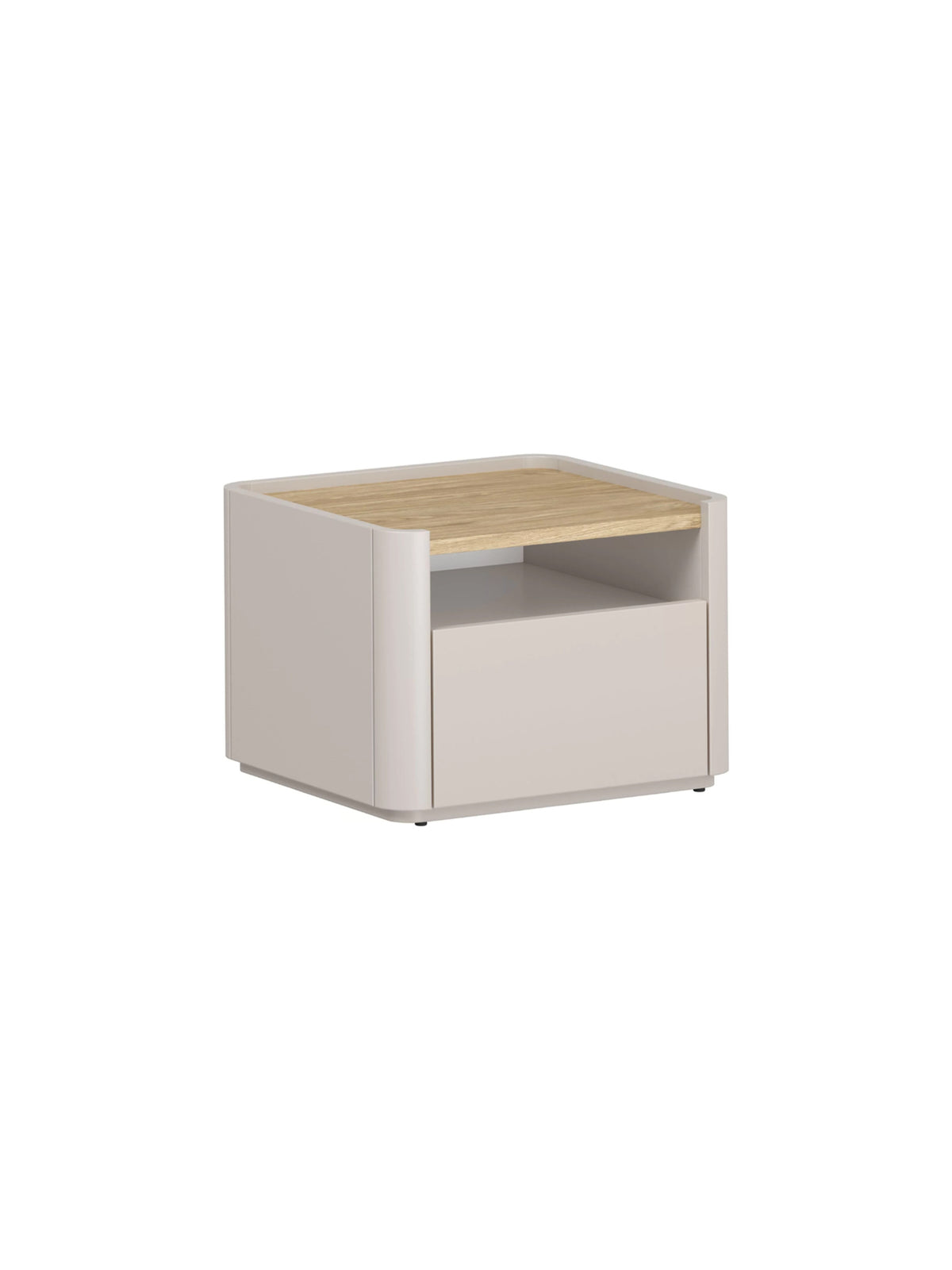 Noptieră Elivo 50 cm cu sertar, culoare casmir cu blat din stejar uleiat