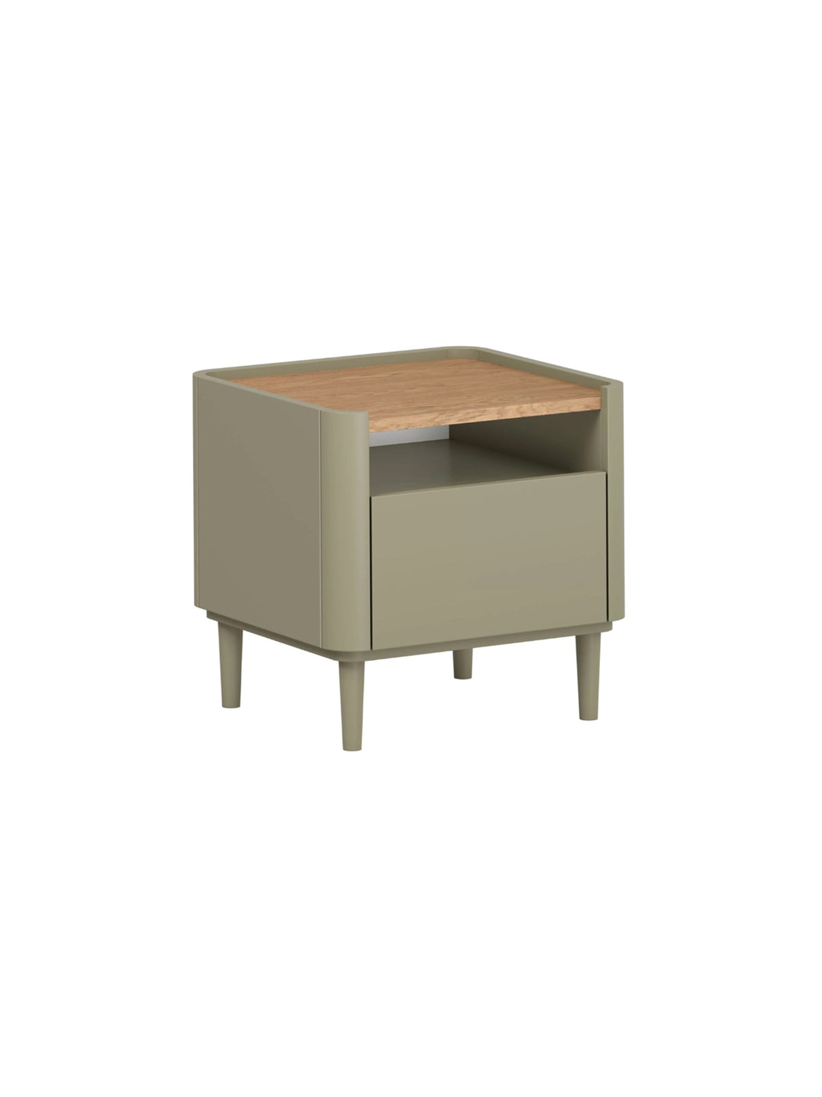 Noptiere Elivo 50 cm culoare eukaliptus cu blat dąb baltic dune și un sertar