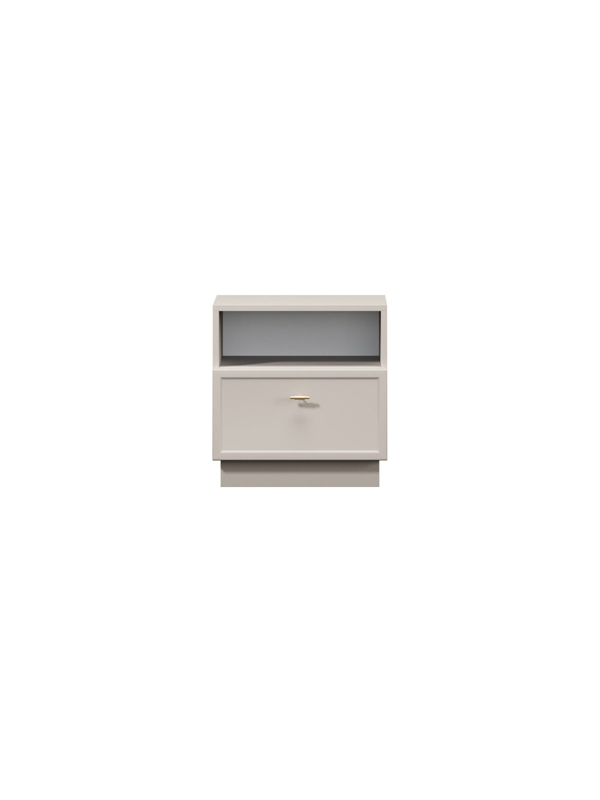 Noptieră Lorini 45 cm casmir cu sertar și mâner auriu T-bar