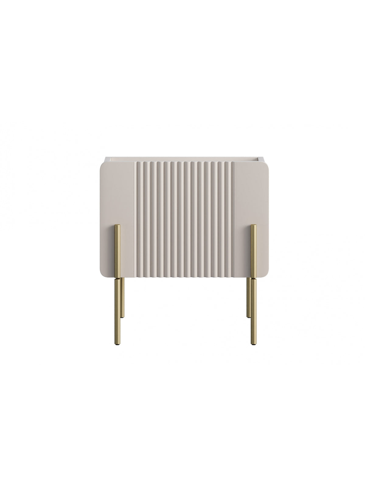 Noptieră Malmi 45 cm cashmere cu front striat și picioare aurii